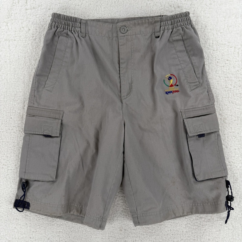 Vintage 2002‎ FIFA World Cup Shorts Mens XL Gray Soccer Cargo Batu Apparel